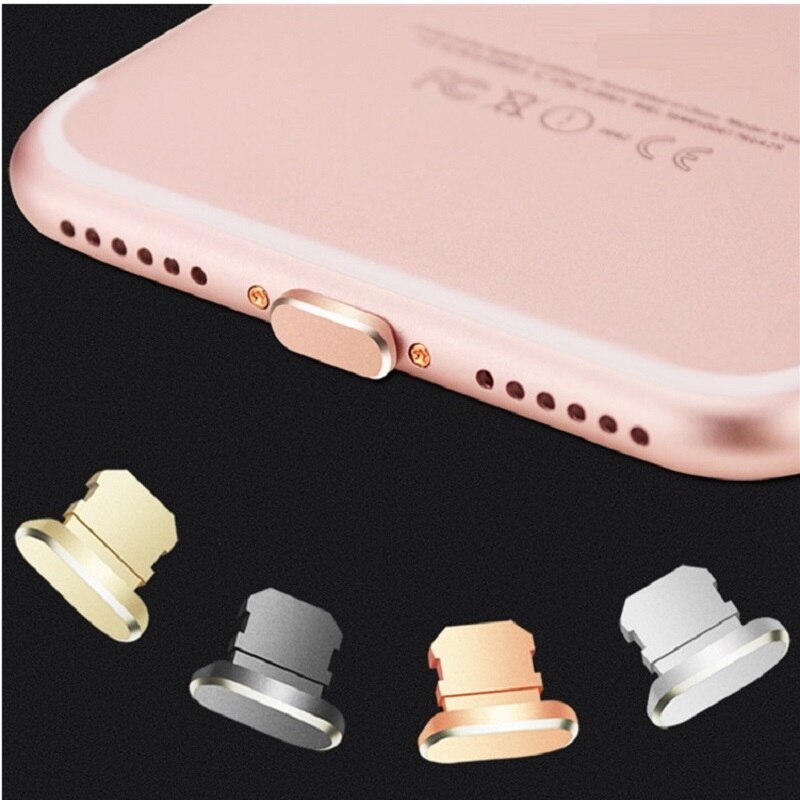 Metal skin pc oplader port anti støv stik til iphone 7 8 x 6s plus hætte stop cover telefon tilbehør universal ladestik