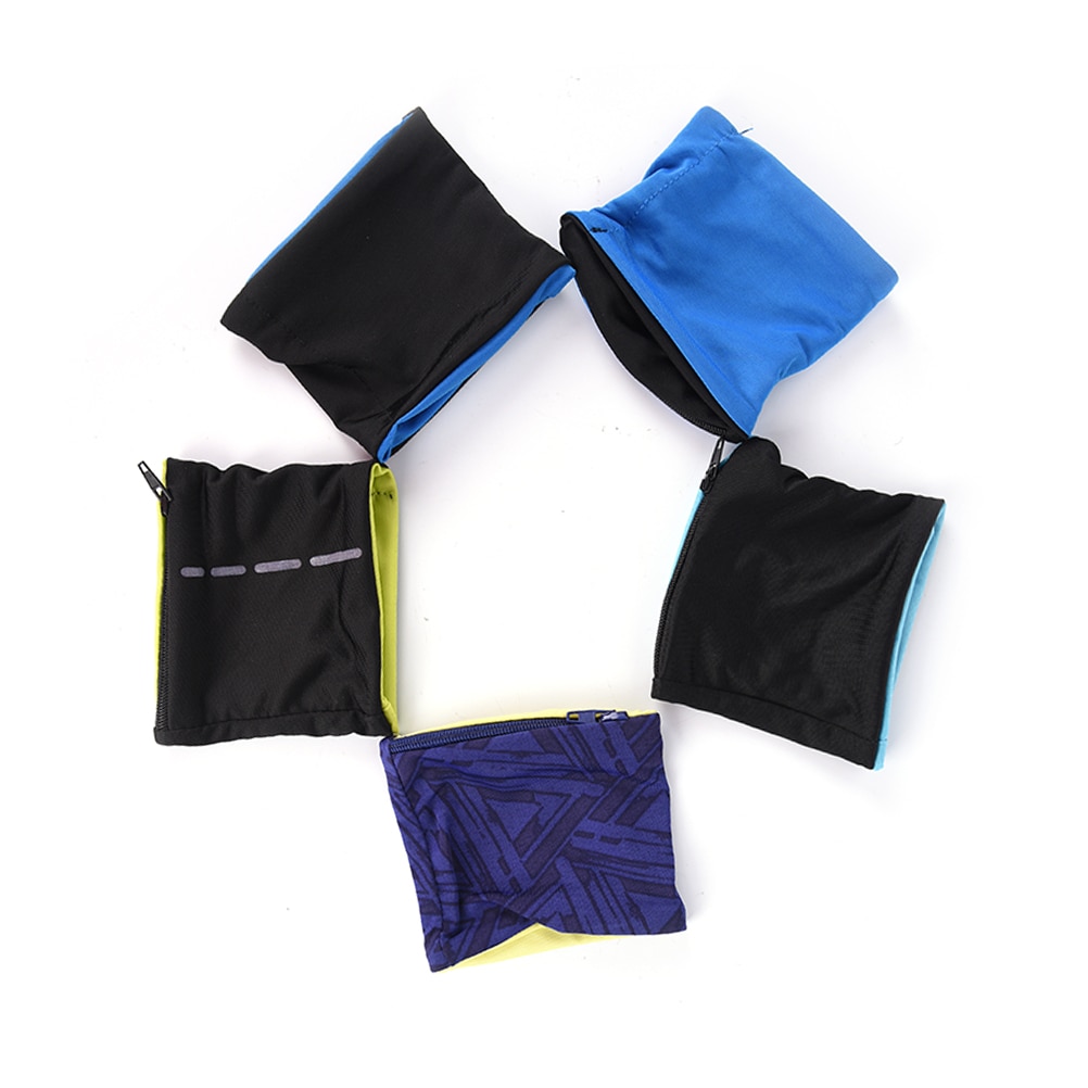 Armbånd volleyball støtte wrap stropper doble lycra fitness sykling sport badminton svettebånd glidelås lomme håndledd