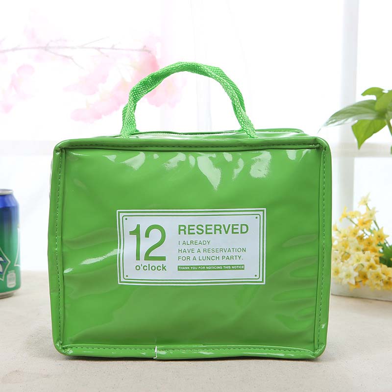 PU Leather Lunch Package Ice Pack Thermo Thermal Baby Bottle Bag for Women Kids Lunchbags Tote Cooler Lunch Box Insulation Bag: Green Size S