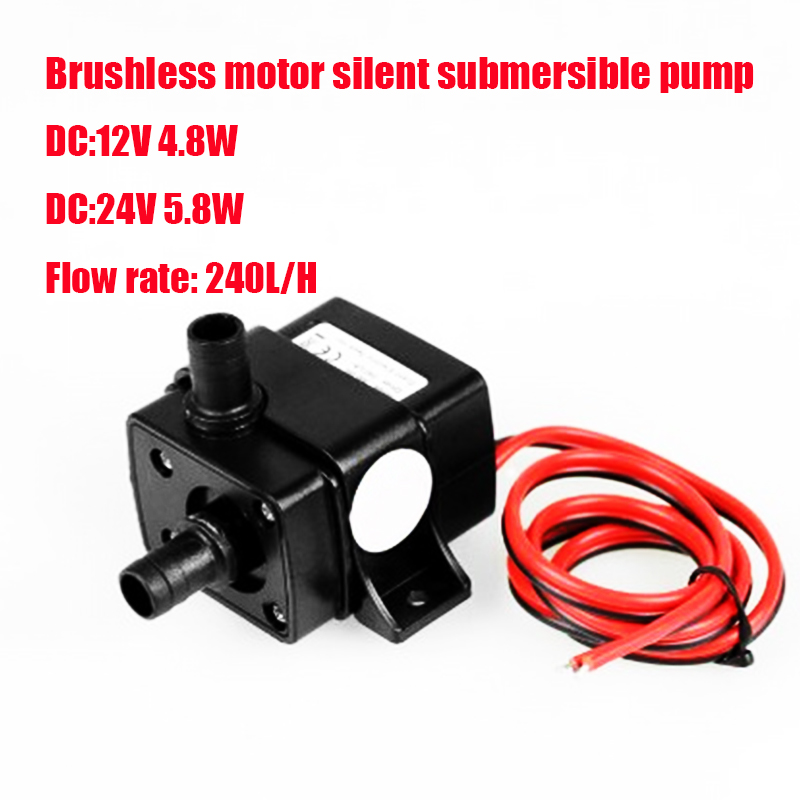Solar Brushless Pumpe DC 12V/24V 240L/H Stillegående for Akvarium og Basseng