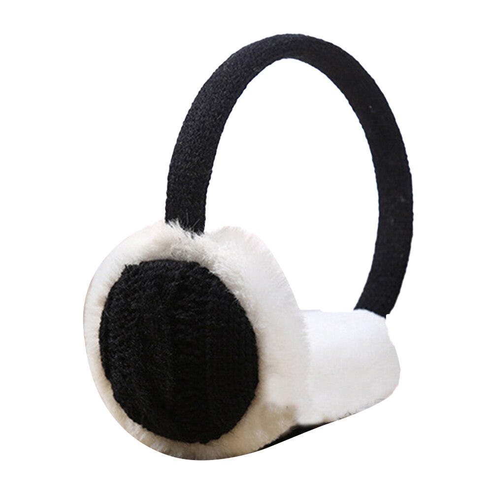 Cache-oreilles pour femmes, cache-oreilles, en peluche, tricoté, en peluche, accessoire pour filles, bandeau, hiver: Black
