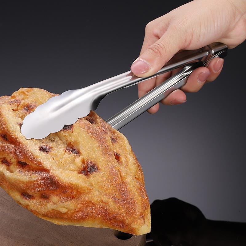 Stainless Steel Cooking Tongs Non-Stick Barbecue Tongs Bread Tongs Salad Serving Tong Anti Heat Bread Clip BBQ Tool