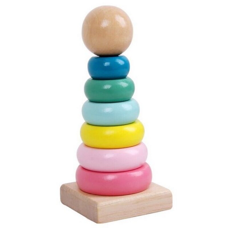 Puslespil tidlig uddannelse ensfarvet firkantet farverig brainstorm  of 3d træ dejligt spil til voksne og børn: Regnbue tårn 2
