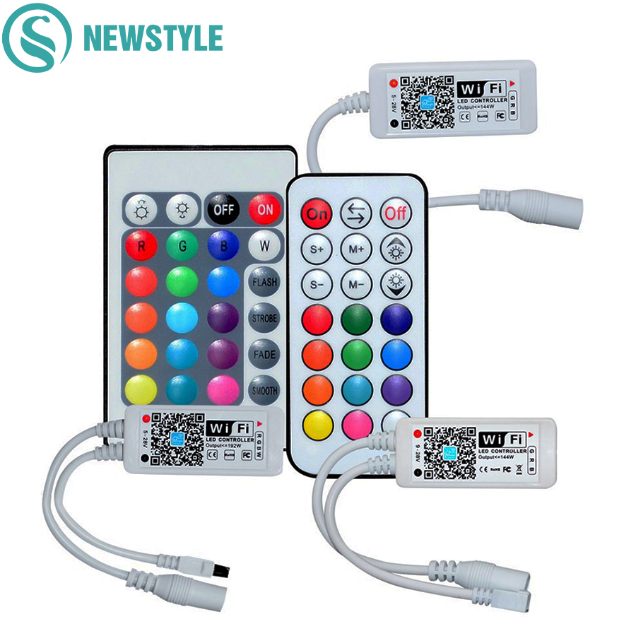 DC12V Mini Smart RGB RGBW WiFi Music LED Controller 21Key RF Remote Control For RGB RGBW LED Strip Lights With IOS Android APP