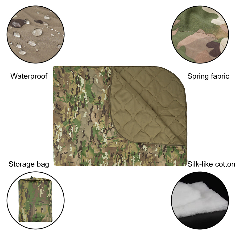 Campingtæppe med kompressionstaske letvægts varm dyne multifunktionel quiltet udendørstæppe junglejagtudstyr