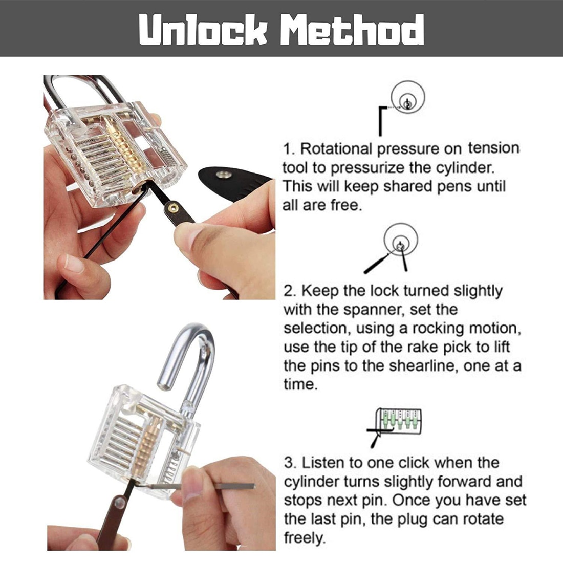 Alloy Steel Practice Lock Pick Set Key Wrench Hand Tools Broken Key Tool Combination Padlock Hardware Set