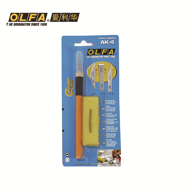 OLFA AK-4 JAPAN Cutter Art pen fixed blade Knife PRO Cutters with 4 Blades KB4-S / KB4-R / KB4-F Stainless Steel Blade: AK-4