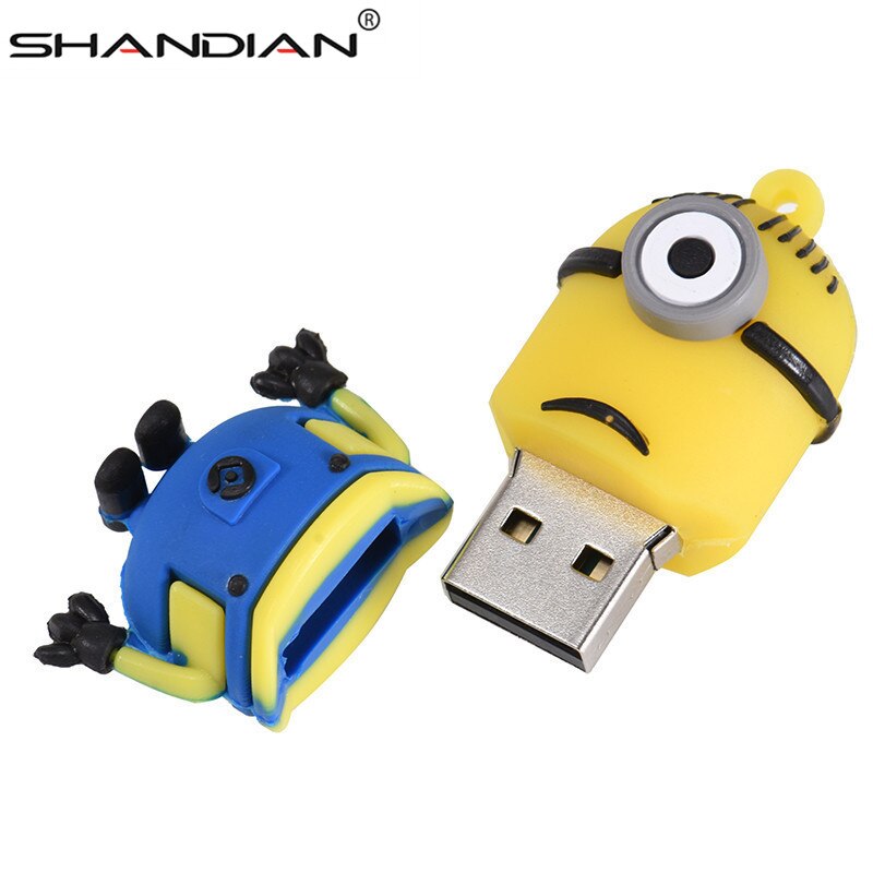 SHANDIAN Funny mini usb flash drive cute Yellow people 4GB 8GB 16GB 32GB 64GB 128GB pen drive memory flash drive Exempt postage