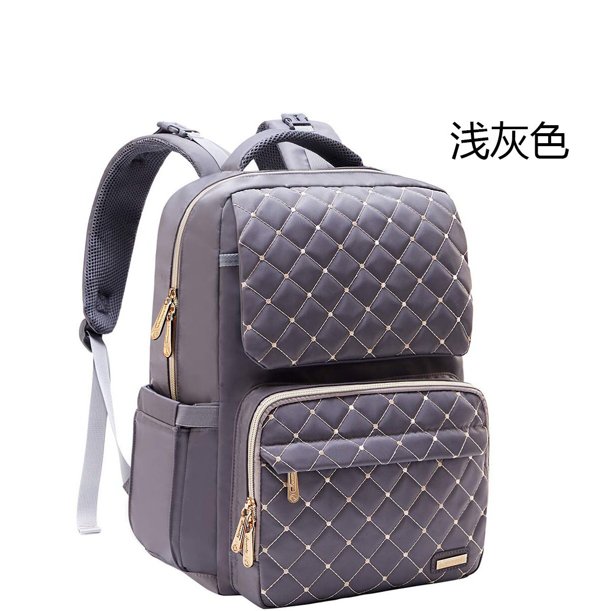 Style Aiaper Backpack Multi-functional Waterproof Travel Diaper Bag Insulated Pocket Pilch Nylon Backpack Backpack: Light Gray