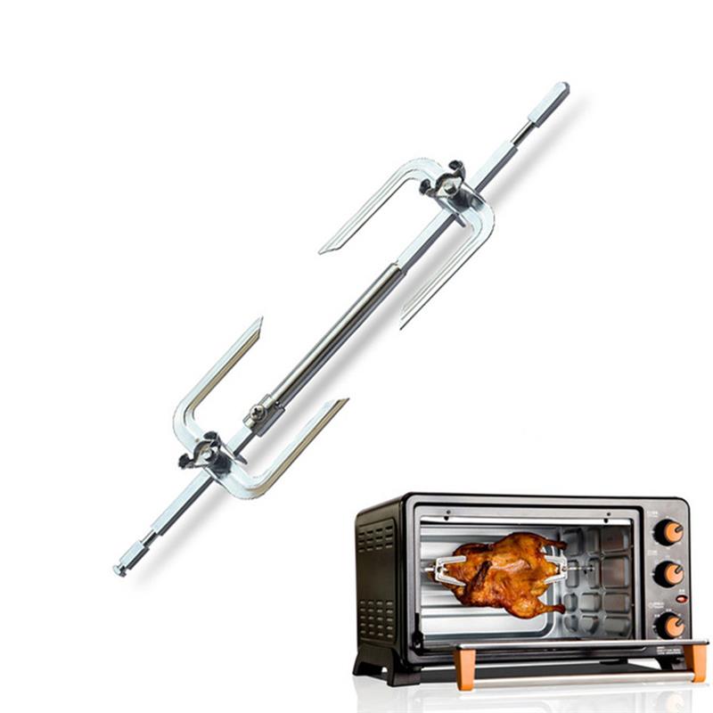 Lemonbest 1pc bærbare grillpinner i rustfritt stål grillspyd ovn spinn roter kyllingstekegaffel