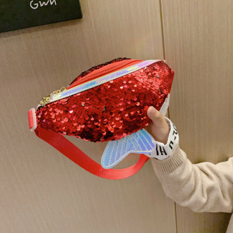 Bolso de cintura con lentejuelas para niños y niñas, bolsa de pecho de un solo hombro con sirena brillante, monedero móvil, novedad de