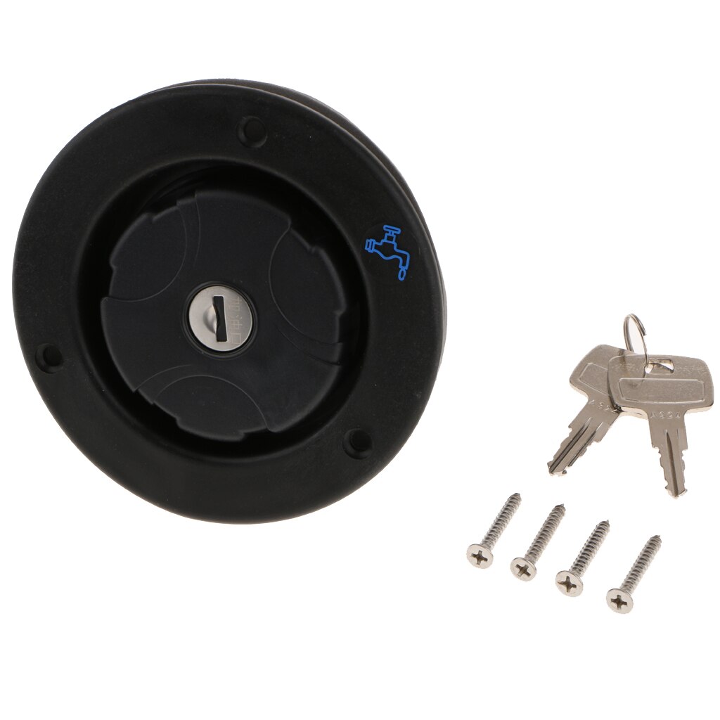 Locking Fuel Tank Cover Gas Lid Filler Cap With Lock For Boat RV Truck: Black