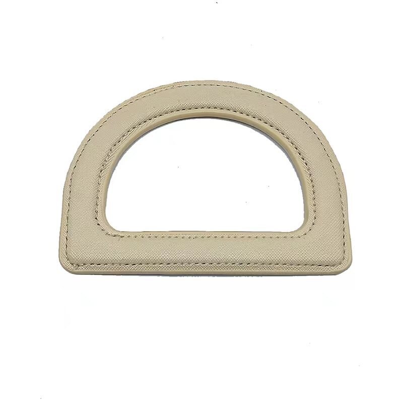 Mango de madera en forma de D, herramienta de bolso marrón de madera maciza, marco de madera degradado, accesorios únicos para bolsos, mango de: PU apricot