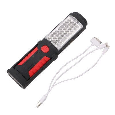 Led Work Lamp USB Rechargeable Magnetic Work Hand Flashlight Emergency Inspection Work Torch Light With Hook Magnet Portable: Red USB Recharge