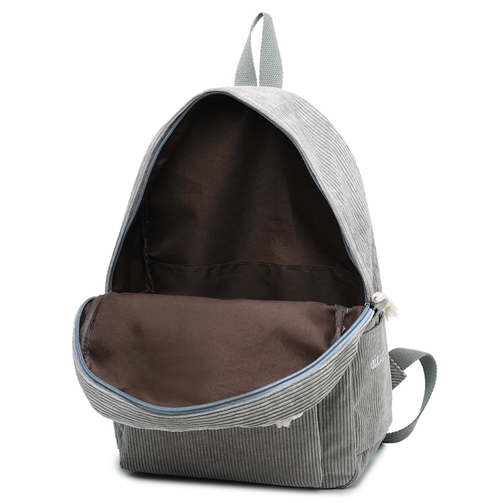 # H30 mochila escolar feminina, mochila veludo com zíper sólido, estilo coreano, para estudantes