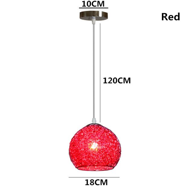 Modern aluminium metall  e27 led taklampa macaron enkelhuvud pendellampa för trappa matsal vardagsrum studie hotell: Röd