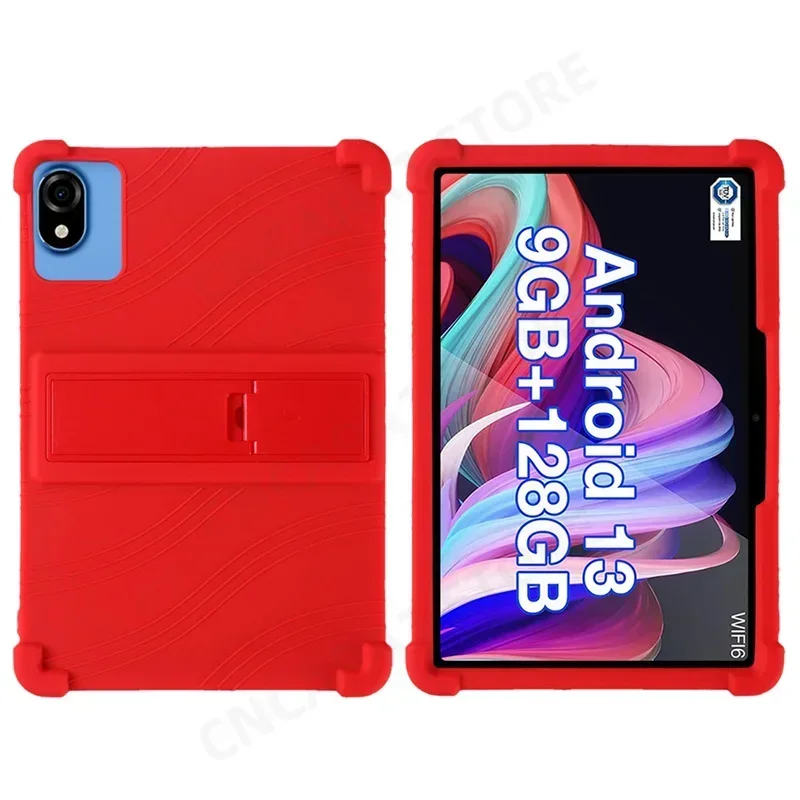 For Teclast P30 T P30T Case 10.1 inch Tablet PC Soft Silicone Shockproof Cover with Rear Kickstand Soft: 12.4 / Red