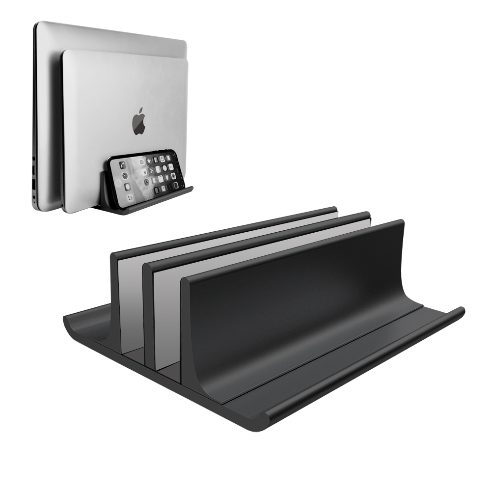 Support Vertical réglable en métal pour ordinateur portable, 2 fentes en aluminium, double support de bureau jusqu'à 17.3 pouces pour MacBook iPad Surface Pro