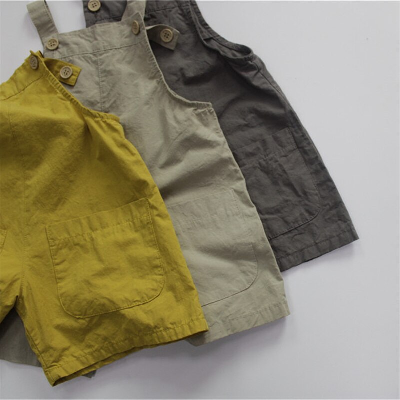 Tute larghe in cotone lavato a 3 colori per ragazzi e ragazze estivi 1-6 anni pantaloni casuale con bretelle per bambini