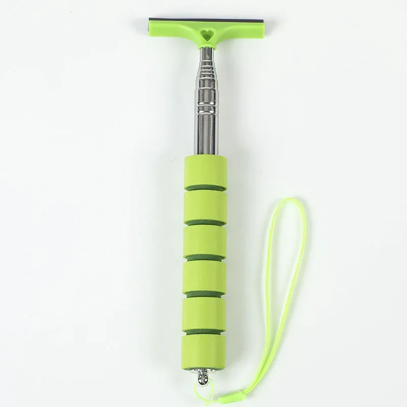 Herramienta de limpieza de limpiaparabrisas de espejo retrovisor de coche, limpiador de niebla de vidrio, raspador, accesorios de coche, mango, cepillo de limpieza de ventanas telescópico: Verde