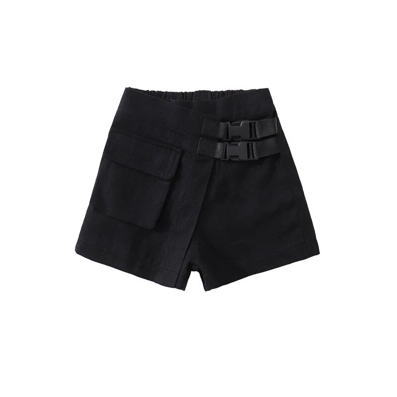 New summer teenage Girls pantaloncini con cintura neri a vita alta pantaloncini neri in cotone per bambini con cintura per 5 6 7 8 9 10 11 12 13 14 anni