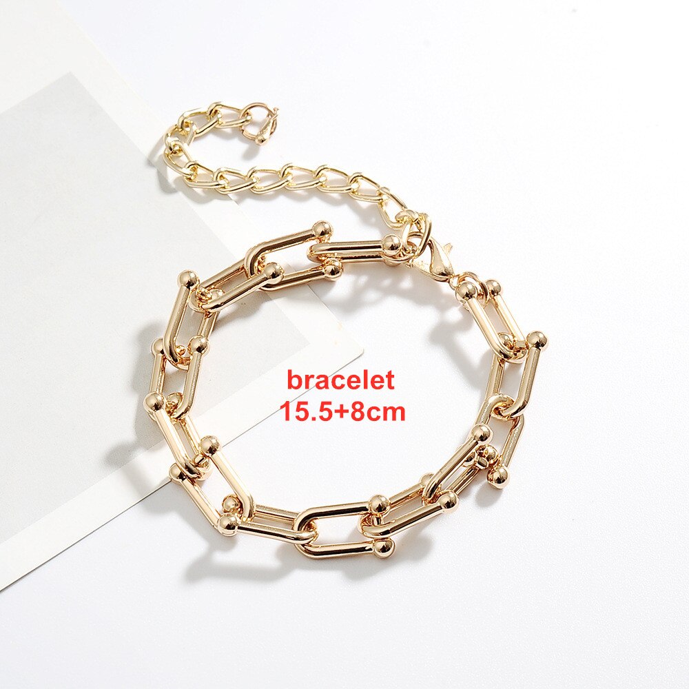 modisch U bilden Geometrische Aushöhlen Verknüpfung Kette Charme Armbinde Gold Farbe Metall Armreif Für Frauen Schmuck Party: Armband