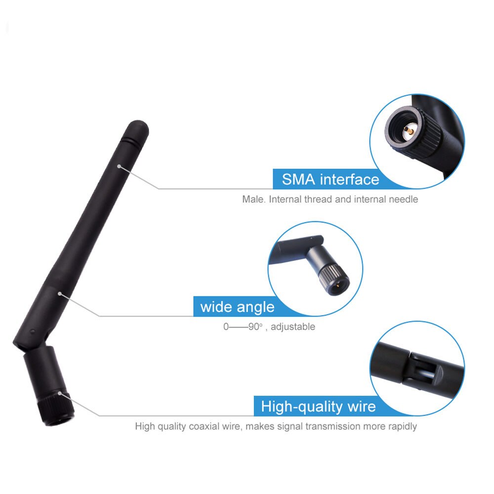 Antenne fouet sans fil 2.4G Uhf 2.4GHz pour routeur, contrôleur de Module DMX sans fil pour effet de lumière de scène, 5 pièces/lot