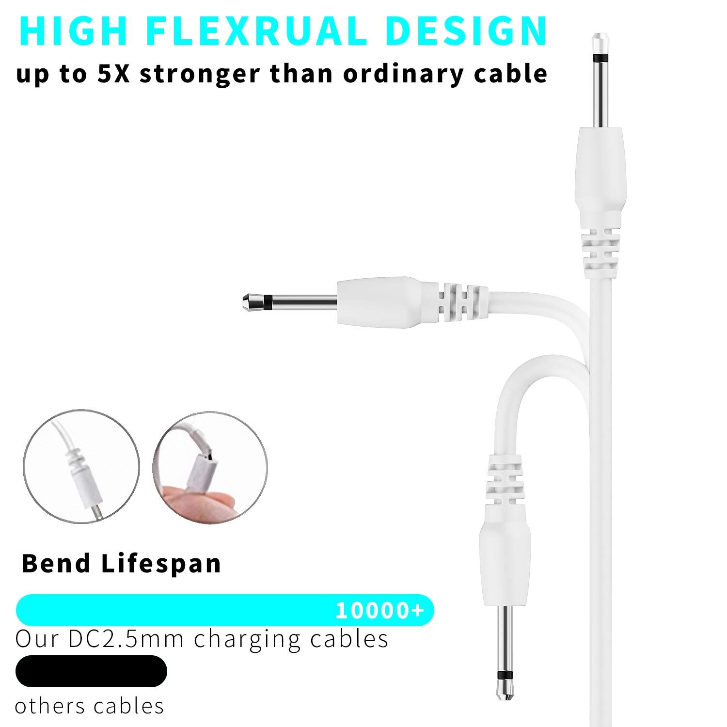 2 Pack Vervanging Dc Oplaadkabel 2.5Mm Usb Adapter Cord Snel Opladen Cord, Geweldig Voor Meest Wand Massager