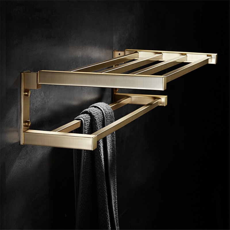 Bathroom Accessories Set Solid Brass Towel Bar/Rack Tissue Rack Toilet Brush Holder Corner Shelves Bath Hardware Brushed gold