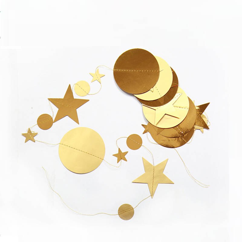 Guirnalda circular de Estrella de oro y plata de 4m para decoración de fiestas guirnaldas de papel decoración para boda cumpleaños decoración para dormitorio infantil, suministros