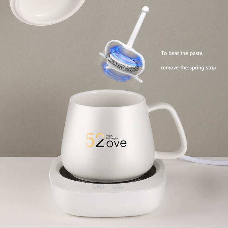 ZK30 Electric Powered Cup Warmer Heating Cup Magnetic Stirring Cup Desktop Heated Mug Plate for Tea Coffee Milk