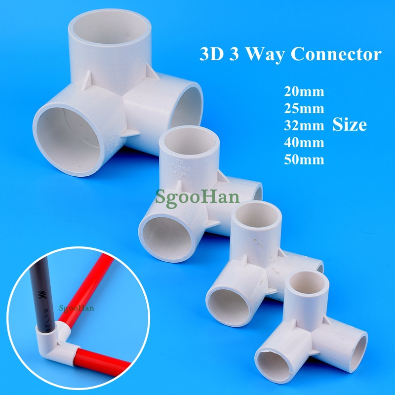 2~50pcs ID 20~50mm 3 Way Hydroponic Planting Frame PVC Pipe Connector Irrigation 3D Three-Dimensional DIY Shelf Joint Fittings