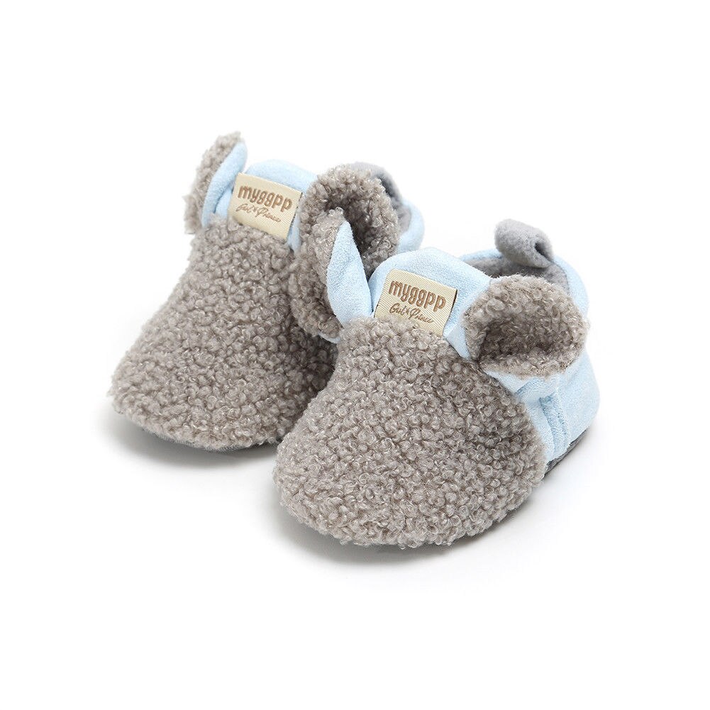 Peuter Baby Meisjes Jongens Snowboots Baby Schoenen Mooie Animal Oren Bont Patchwork Laarzen Herfst Winter Warme Zachte Zool Schoenen: GRAY / 13-18 months