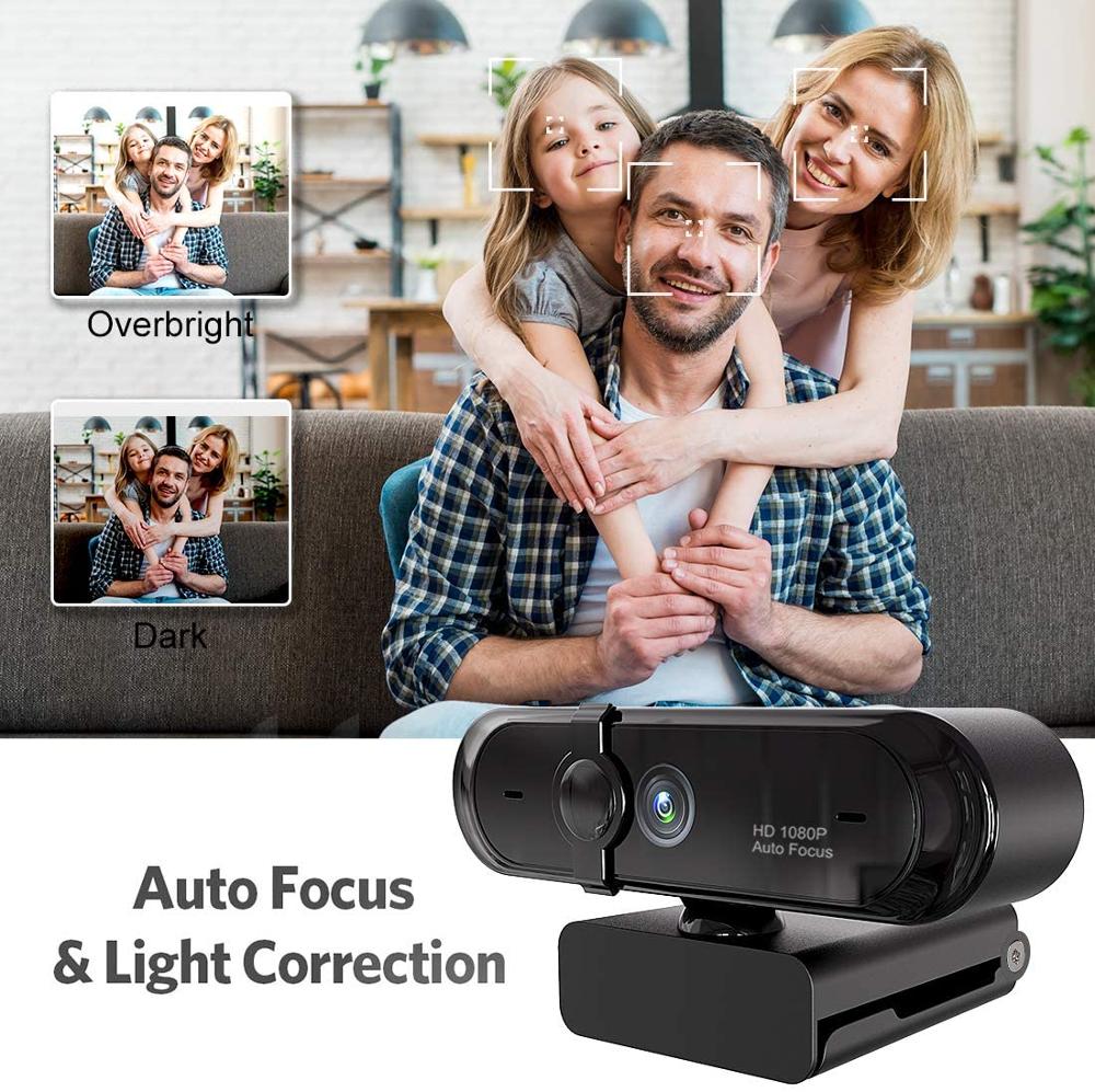 Webcam 1080P HD Web Cam Auto Focus Computer cam Built-in Microphone Privacy Cover Wide Angle Lens Speaker USB Video Web Cam