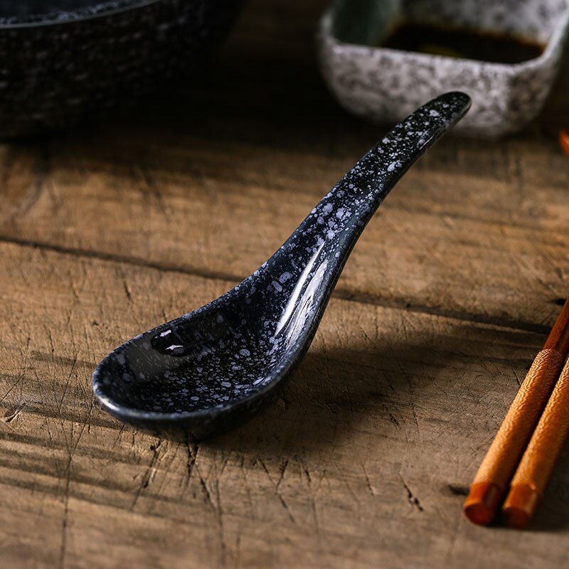 Japanese style soup spoon household ceramic ramen soup spoon rice spoon porridge spoon dessert spoon retro Japanese