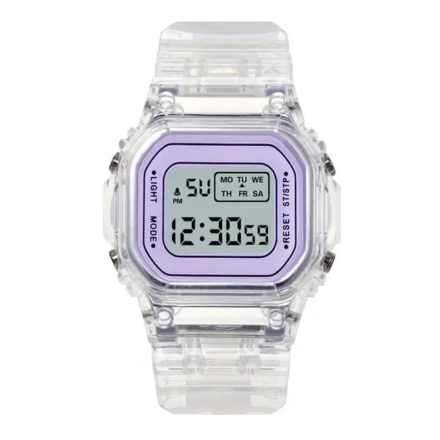 Kinder elektronische uhren farbe leucht zifferblatt leben wasserdicht multi-funktion luminous alarm uhren uhr für jungen und mädchen: style3 -purple