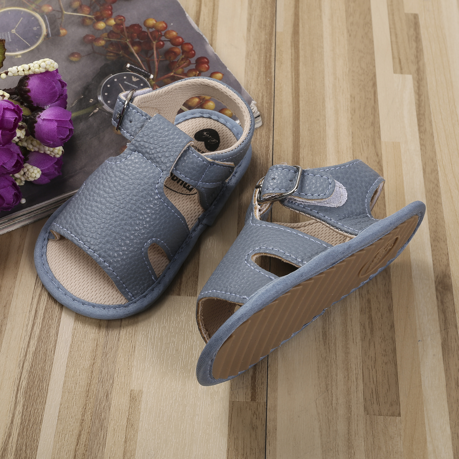 Sandales antidérapantes en toile PU pour bébés de 0 à 18 mois, baskets d'été à la pour garçons, chaussures pour bébés de 0 à 18 mois,