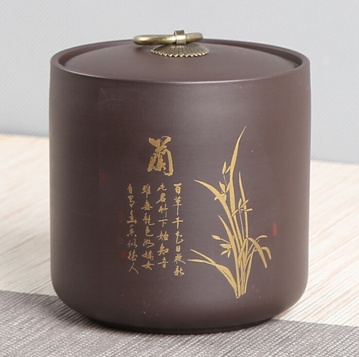 Airtight Canister Zisha Tea Box Kitchen Storage Bottles Jars Food Container Grains Tea Coffee Beans Grains Candy Jar Containers: Pattern 8