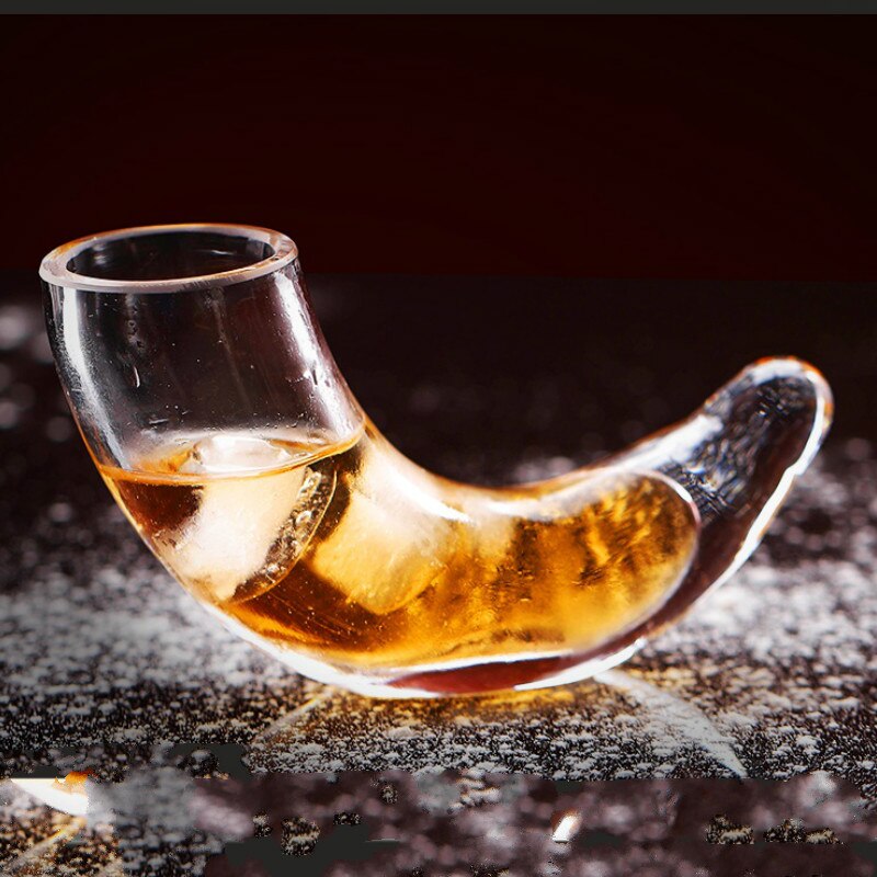 Verre à vin corne créative de 30ml | Verre à Cocktail de forme spéciale verre épais Rhinoceros corne whisky Vodka verre Bar famille