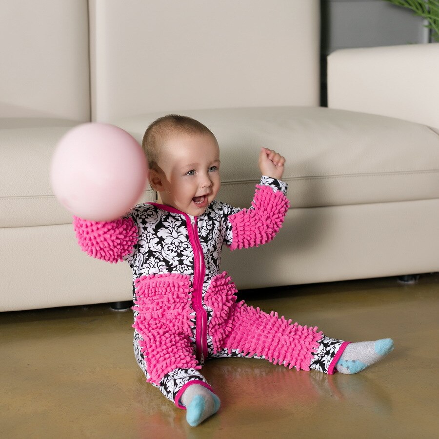 Baby dweil romper outfit meisje rompe jongen meisje poetsmiddelen vloeren schoonmaak dweil pak schoonmaak dweil sui kinderen kruipen peuter jumpsuit