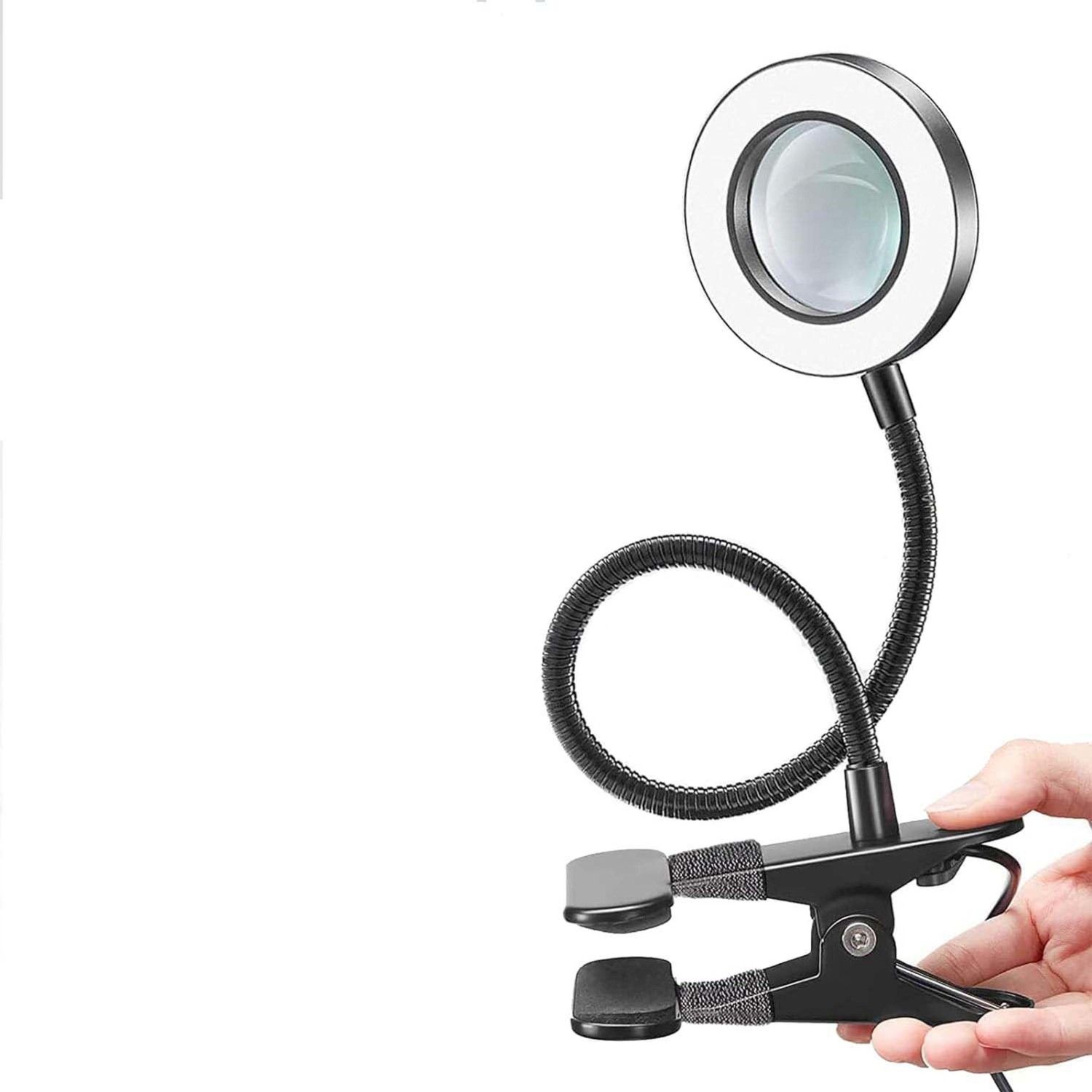 Loupe à Clip 10X avec motif de lampe, broderie de manucure et de cils, lampe spéciale pour Salon de beauté, noir et blanc, argent