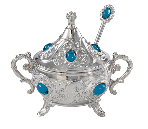 Sugar Bowl with Spoon 5 Different Colors Presentation For Sugar Presentation Silver Plated 135