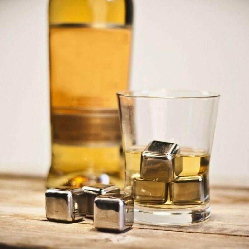 4/6/8 PCS Stainless Steel 304 Ice Cube Whisky Chilling Stones Reusable Ice Cube Wine Beer Cooler Bar Kitchen KTV Supplies
