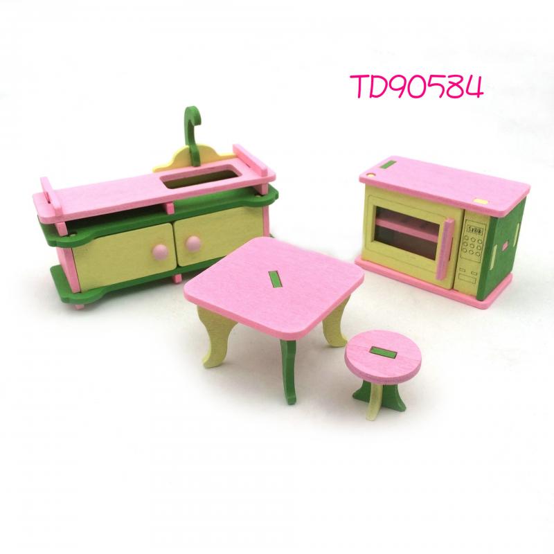 1 Set Cute Dollshouse Set Pretend Play Toy Educational 3D Doll House Miniature Wooden Furniture Simulation Dollhouse Accessory: 11