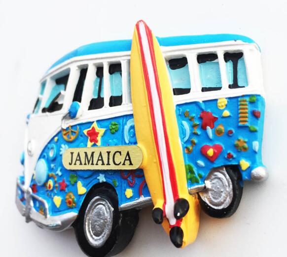 Creatieve Koelkast Magneet, Handgeschilderde Jamaica Toeristische Souvenirs Strand Wagon Decoratieve Kunsten En Ambachten