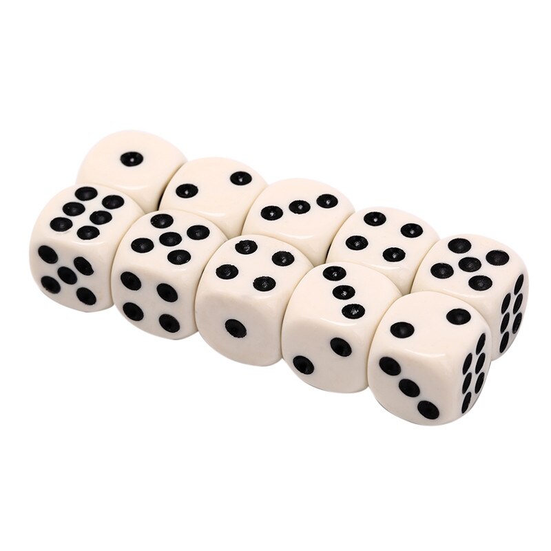 50pcs 10pcs 1pcs Acrylic Carved Pattern Dice 6-sides Accessories Colorful Dice Digital Game Dice: white 10pcs