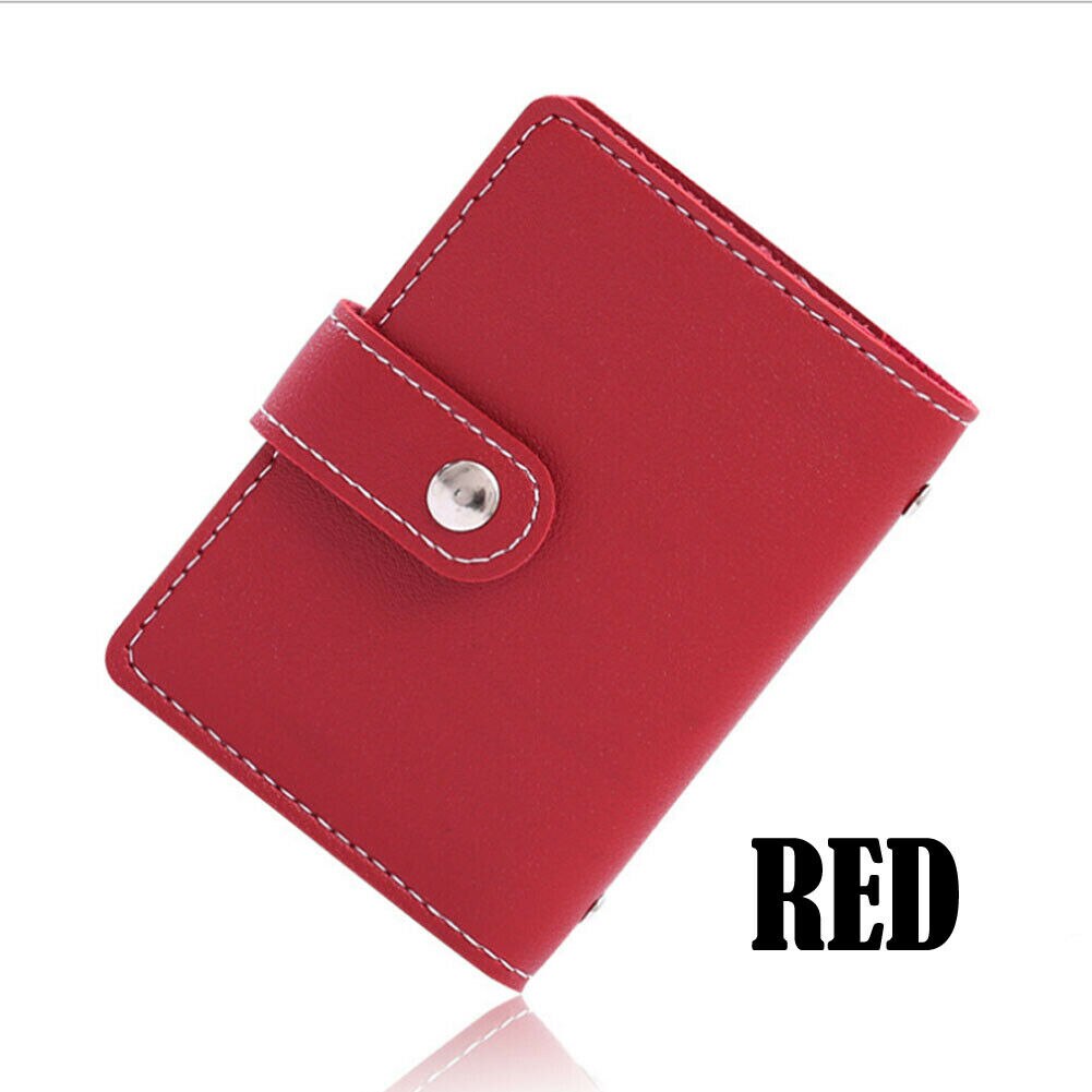 Pu Leer Functie 26 Bits Card Case Visitekaarthouder Credit Paspoort Kaart Tas Mannen Vrouwen Id Paspoort card Wallet: Rood