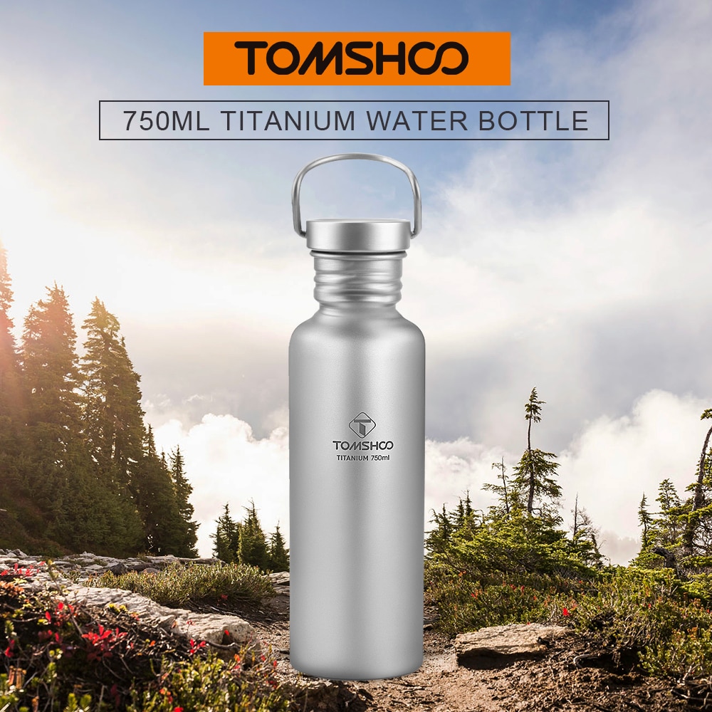 750ml / 600ml TOMSHOO Volle Titan Wasser Flasche Ultraleicht draussen Camping Wandern Radfahren Wasser Flasche mit extra Kunststoff deckel