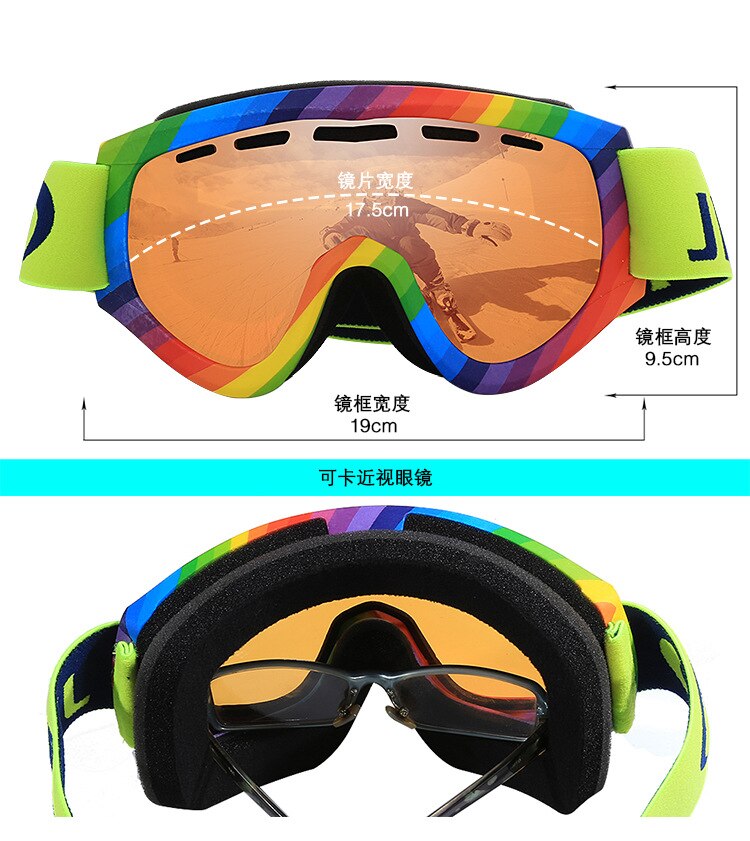 Stil skibriller dobbeltlags skibriller dobbeltlags anti-dug cocker nærsynethed vindtæt sne øjenbeskyttelsesbrille