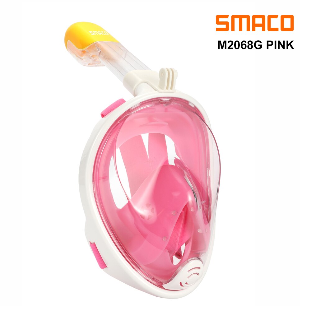 SMACO Diving Mask Snorkel Mask Full Face Scuba 180 Degree View Snorkeling Goggle Dry Top Set Anti-fog for Kids Adults: Pink / L/XL